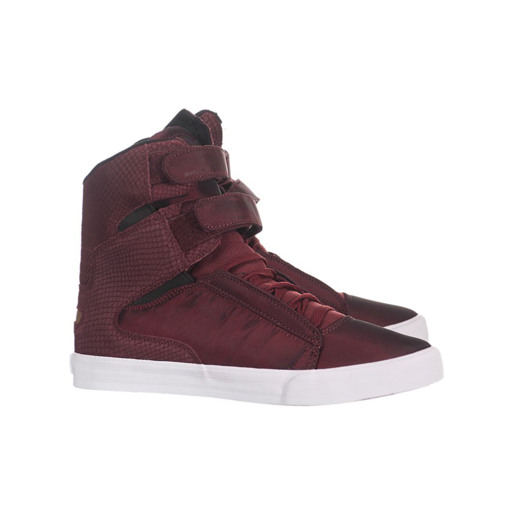 Baskets Montantes Supra Society Bordeaux Burgundy/White Femme | ZAF-07929072